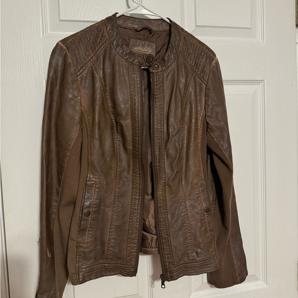 Brown Distressed Leather Jacket - image 3